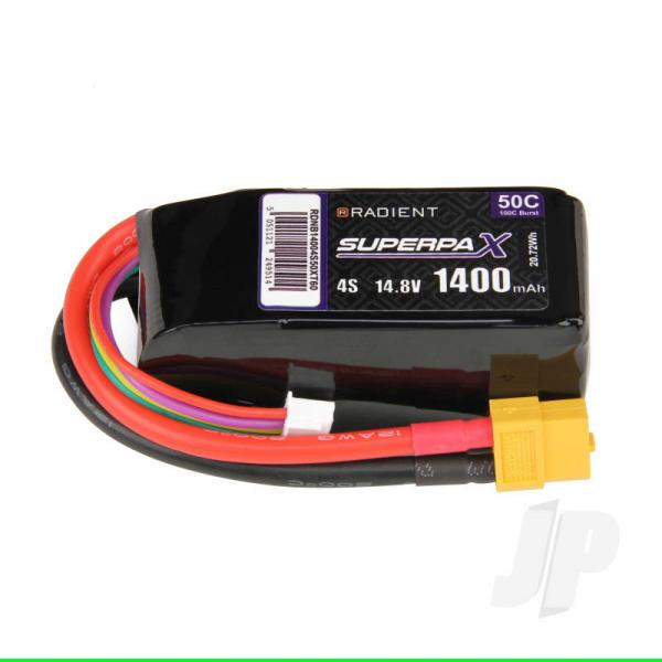 Batterie LiPo 4S 1400mAh 14.8V 50C XT60 Radient - RDNB14004S50XT60