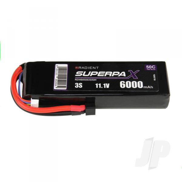 Batterie LiPo 3S 6000mAh 11.1V 50C Deans (HCT) Radient - RDNB60003S50H