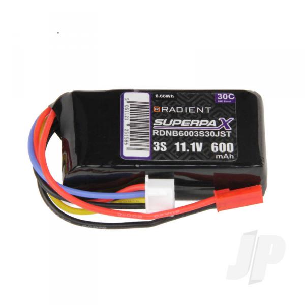 Batterie LiPo 3S 600mAh 11.1V 30C JST Radient - RDNB6003S30JST