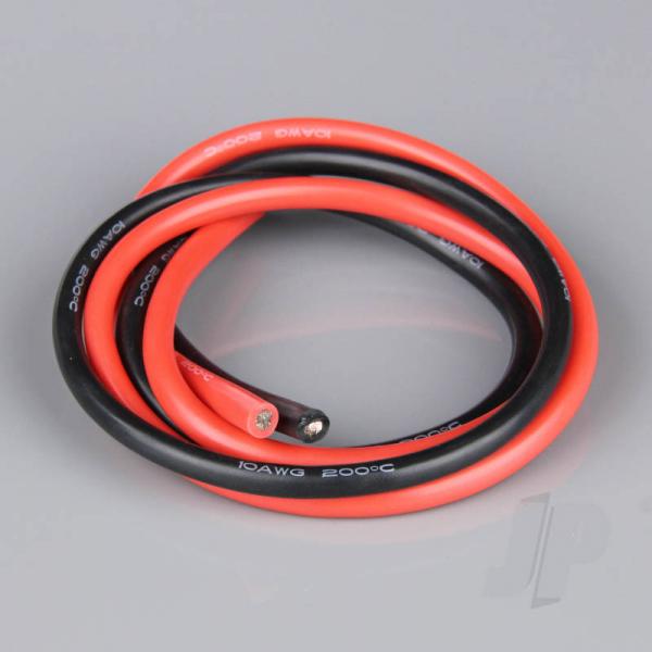Cable Silicone 10AWG (2.58mm diam - 5.26mm2 sect) 2ft / 0.6m Rouge-Noir - RDNAC010143