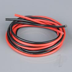 Cable Silicone 16AWG (1.29mm diam - 1.31mm2 sect) 252 Strand  1.2m Rouge-Noir