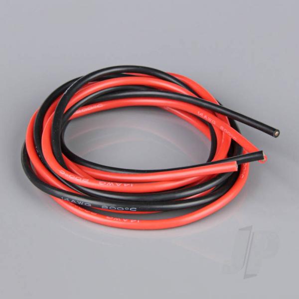 Cable Silicone 14AWG (1.62mm diam - 2.08mm2 sect) 680 Strand  1.2m Rouge-Noir - RDNAC010141
