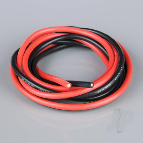 Cable Silicone 12AWG (2.05mm diam - 3.31mm2 sect) 680 Strand  1.2m Rouge-Noir - RDNAC010140