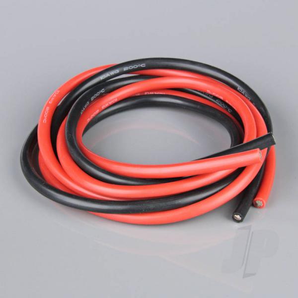 Cable Silicone 10AWG (2.58mm diam - 5.26mm2 sect) 680 Strand  1.2m Rouge-Noir - RDNAC010139