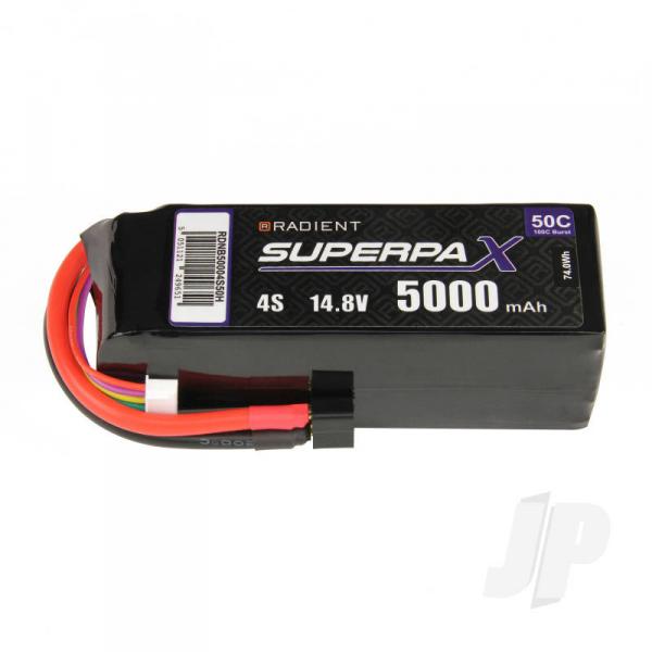 Batterie LiPo 4S 5000mAh 14.8V 50C Deans (HCT) Radient - RDNB50004S50H