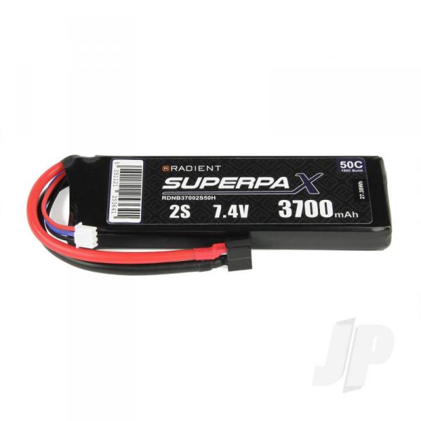 LiPo 2S 3700mAh 7.4V 50C Deans (HCT) - Radient - RDNB37002S50H