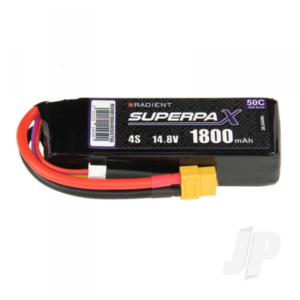 Batterie LiPo 4S 1800mAh 14.8V 50C XT60 Radient - RDNB18004S50XT60