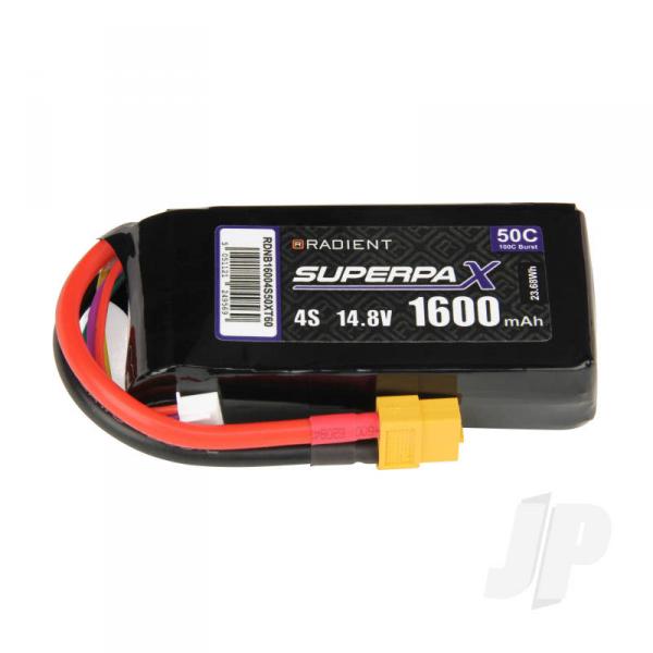 Batterie LiPo 4S 1600mAh 14.8V 50C XT60 Radient - RDNB16004S50XT60