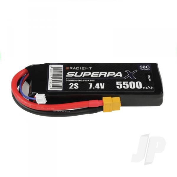 LiPo 2S 5500mAh 7.4V 50C XT60 - Radient - RDNB55002S50XT60