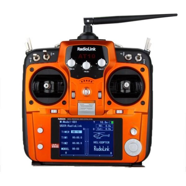 Radio AT10II Orange 12 voies Mode 2 + Recepteur R12D + Telemetrie PRM-01 RadioLink - RLKT121006
