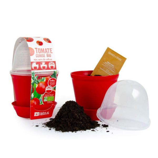Gardening kit: Organic cherry tomato bell pot - RadisetCapucine-32666