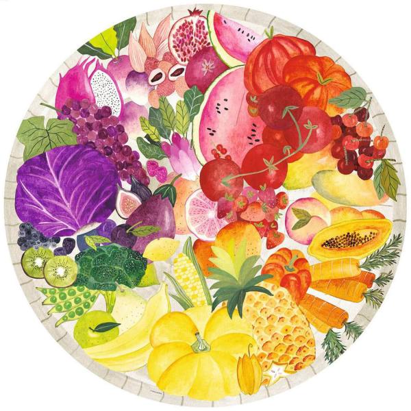 Puzzle Redondo 500 piezas: Círculo De Colores: Frutas Y Verduras - Ravensburger-17169