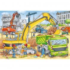 2 x 24 pieces jigsaw puzzles: A lot of work on the construction site