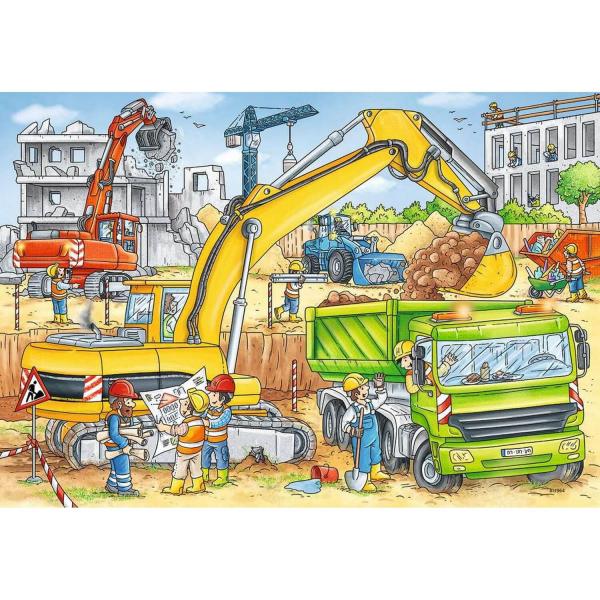 2 x 24 pieces jigsaw puzzles: A lot of work on the construction site - Ravensburger-078004
