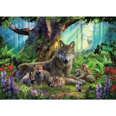 Puzzle 1000 pièces : Famille de loups