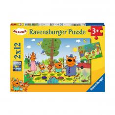 2 x 24 Teile Puzzle für Kinder und Katzen: Tag der Natur mit der Familie