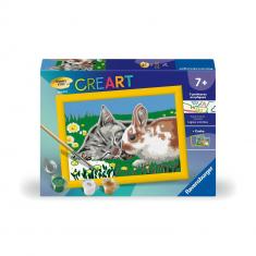 CreArt Kids 13x18cm : Chaton et son compagnon le lapin 