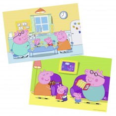 2 x 12-teiliges Puzzle: Peppa Pig: Zu Hause