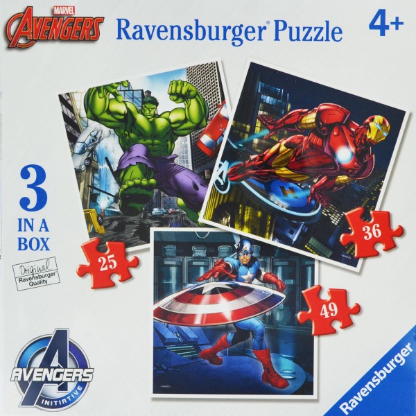 3 Puzzles de 25 à 49 pièces : Marvel : The Avengers - Ravensburger-07004
