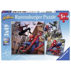 3 x 49 piece puzzle: Spiderman in action