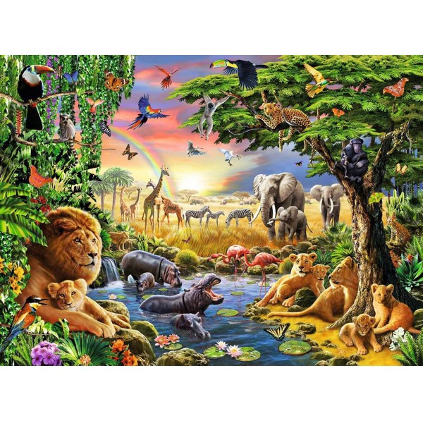 300 pieces puzzle: Sunset at the oasis - Ravensburger-13073