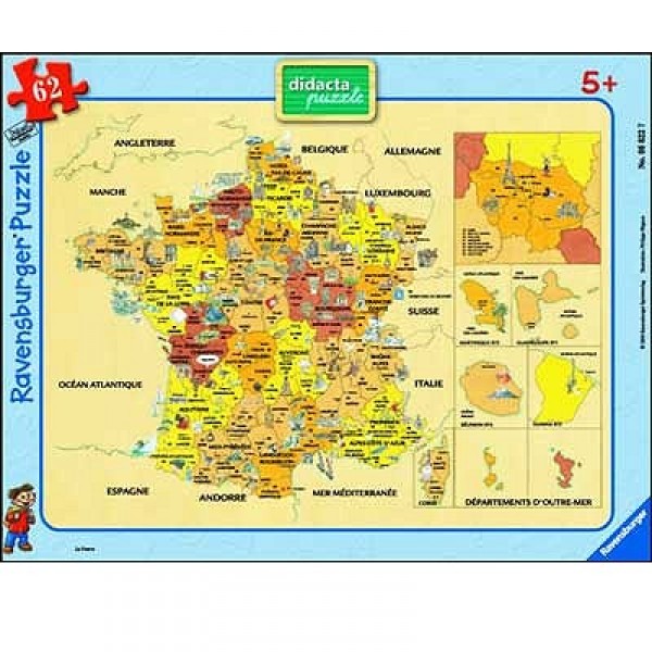 62 pièces - Carte de France - OBSOLETE-Ravensburger-06822