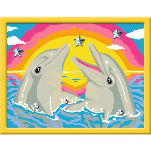 Peinture au numéro : Numéro d'Art Petit Format Classique : Deux amis dauphins - Ravensburger-28000