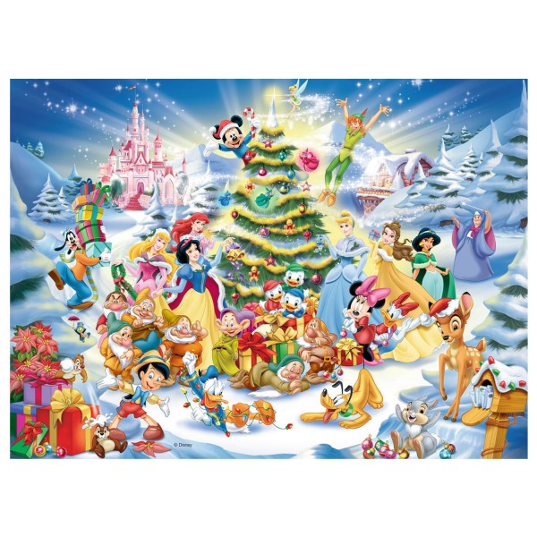 Puzzle 100 pièces XXL : Le Noël des personnages Disney - Ravensburger-10545-OLD