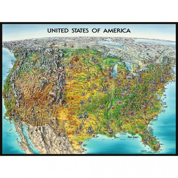 Puzzle 1500 pièces : Carte des USA - Ravensburger-16313