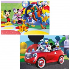 Puzzle 2 x 12 pièces : Mickey, Minnie et leurs amis
