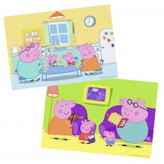 Puzzle 2 x 12 pièces : Peppa Pig : A la maison