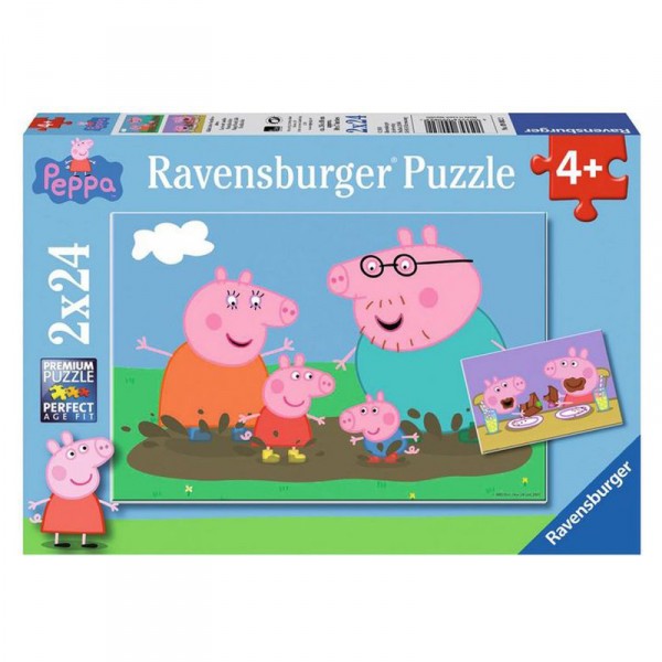 Puzzle 2 x 24 pièces : Peppa en famille - Ravensburger-09082-OLD