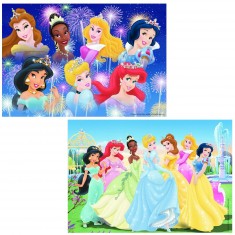Puzzle de 2 x 24 piezas: Princesas Disney: Las princesas reunidas