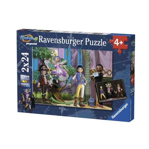 Puzzle 2 x 24 pièces : Super 4 en action Playmobil - Ravensburger-09016