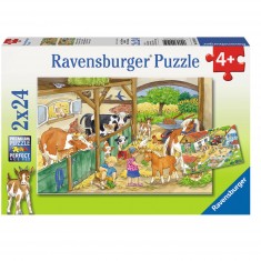 2 x 24 Teile Puzzle: Ein Tag auf dem Bauernhof