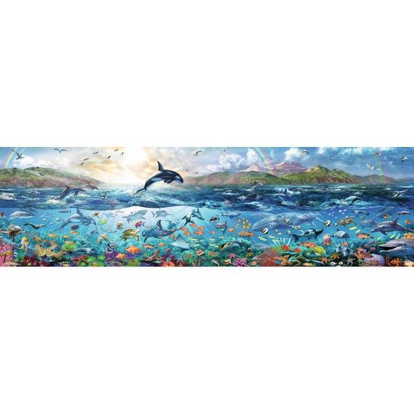 Puzzle 2000 pièces panoramique : La vie sous l'océan - Ravensburger-16696