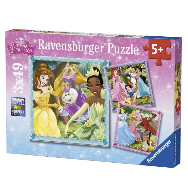 Puzzle 3 x 49 pièces : Charmantes Princesses Disney - Ravensburger-09429