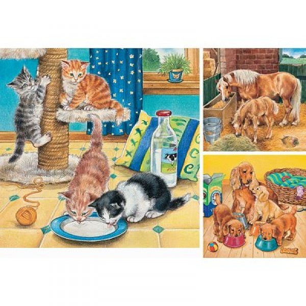 Puzzle 3 x 49 pièces - Bébés animaux affamés - Ravensburger-09321