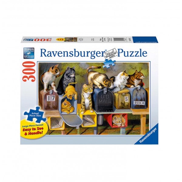 Puzzle 300 pièces XXL : Les chats attendent le facteur ! - Ravensburger-13562