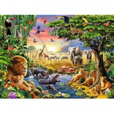 Puzzle 300 pièces : Coucher de soleil à l'oasis