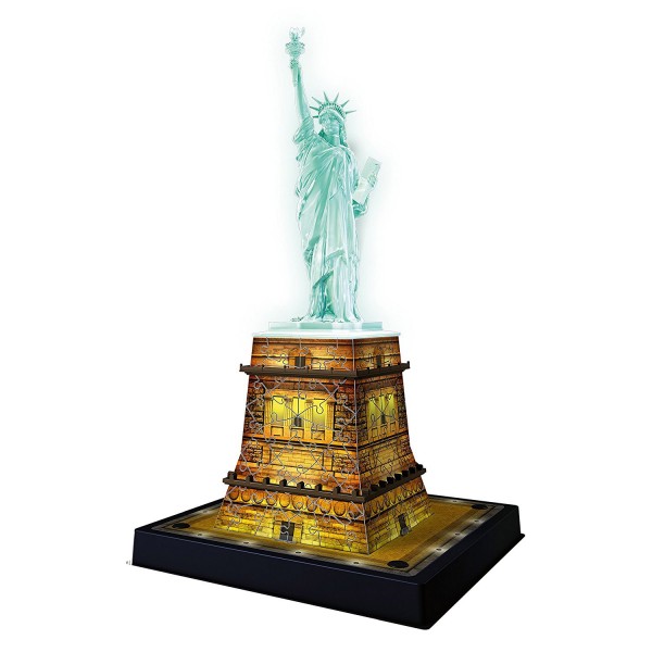 Puzzle 3D de 108 piezas: Estatua de la Libertad - Edición Nocturna - Ravensburger-12596