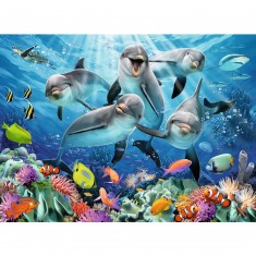 Puzzle 500 pièces : Dauphins sur le récif de corail