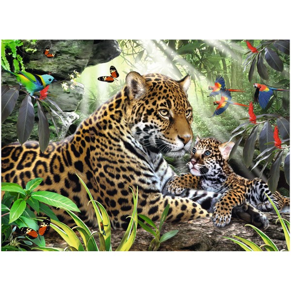 Puzzle 500 pièces : Le jaguar et son petit - Ravensburger-14486-OLD