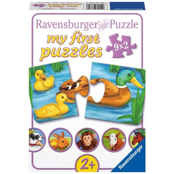 Puzzle 9 x 2 pièces : Adorables animaux - Ravensburger-07331