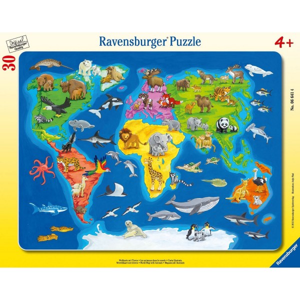 Puzzle cadre : 30 pièces : Les animaux dans le monde - Ravensburger-06641