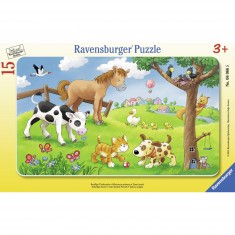 Puzzle de 15 piezas con marco: animales cariñosos