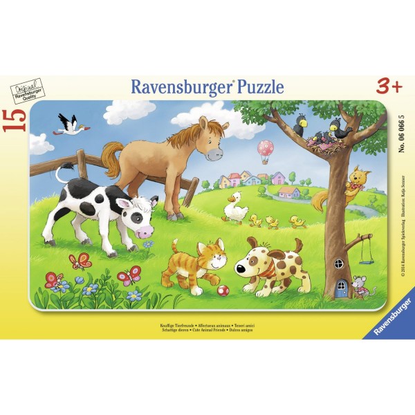Puzzle cadre 15 pièces : Affectueux animaux - Ravensburger-06066