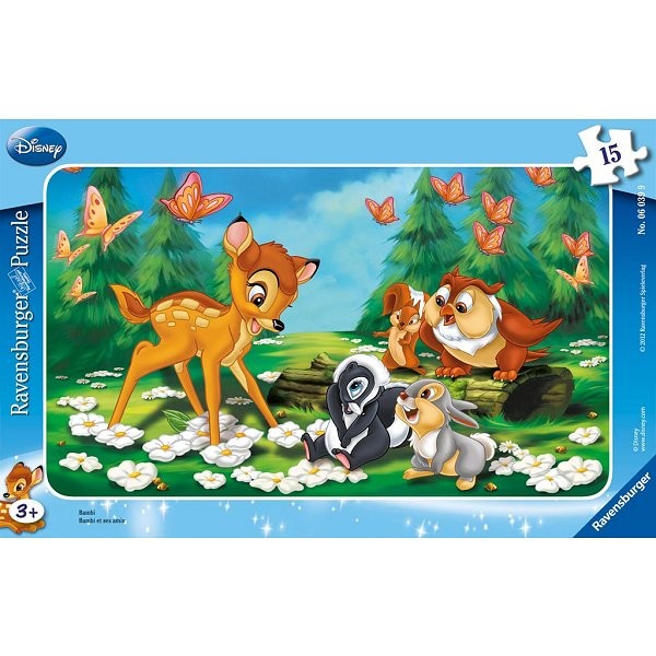 Puzzle de marco - 15 piezas - Bambi y sus amigos - Ravensburger-06039
