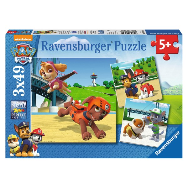 Puzzle de 3 x 49 piezas: Equipo Pat Patrol de 4 patas (Paw Patrol) - Ravensburger-09239