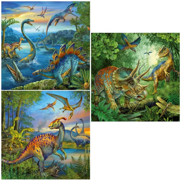 Puzzle de 3 x 49 piezas: La fascinación de los dinosaurios - Ravensburger-09317